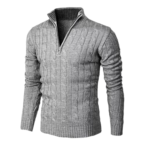 Autumn Winter Mens Sweater Zipper Neck Lapel Knitted Sweaters Warm Pullovers Casual Jumper Male