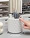 Lebenrich Rotating Pen Holder for Desk, 5 Slots Unique White Desk Organizer Easthetic Desktop Supplies and Accessories for Women Girls, Pencil Cup Caddy for Office Home Art Supply