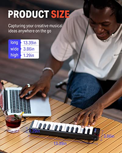 Image of Donner Mini MIDI Keyboard N-25, 25 Key MIDI Controller Gifts for Beginners with Velocity-Sensitive Mini Keys Light-up Rocker Music Production Software, Small USB Controlador with 40 Teaching Courses