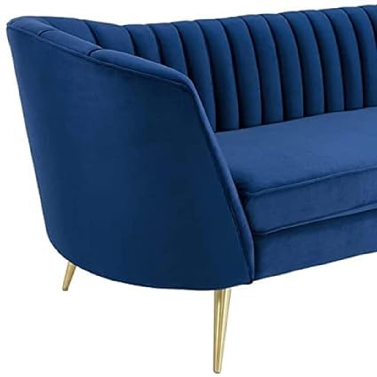Comfynest Chesterfield Sofa 2 Seater in Blue Velvet with Golden Metal Legs Mid-Century Modern Elegance Button Tufted Design Luxury Loveseat for Living Room