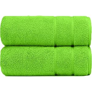 Hieftan – Bath Sheet Set – Pack Of 2 Premium Egyptian Cotton 600 GSM – Highly Absorbent, Rapid Dry, 100% Soft Large Bathroom Sheets (Lime Green)