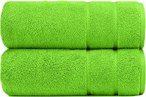 Hieftan - Bath Sheet Set - Pack Of 2 Premium Egyptian Cotton 600 GSM - Highly Absorbent, Rapid Dry, 100% Soft Large Bathroom Sheets (Lime Green)