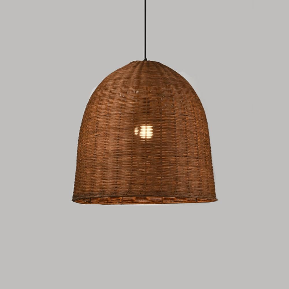 YNAHZAOK Dining Room Pendant Light Wabi-sabi Style Guesthouse Hanging Lamp Vintage Style Hand-Woven Rattan Shade Lighting Fixture for Kitchen Island Entryway Pastoral Hand Woven Home Pendant Lamp