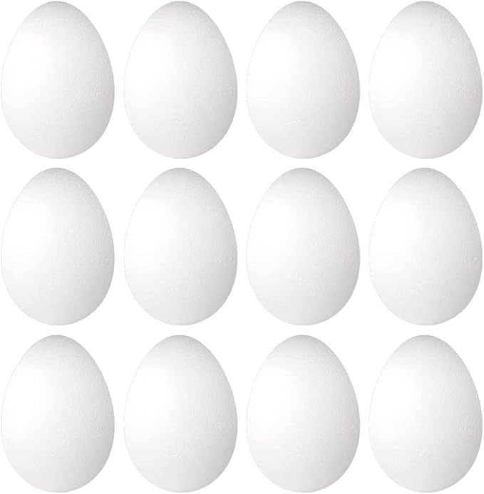 REHOC 12 Pack 3 Inch Easter Foam Egg White Egg Craft Egg