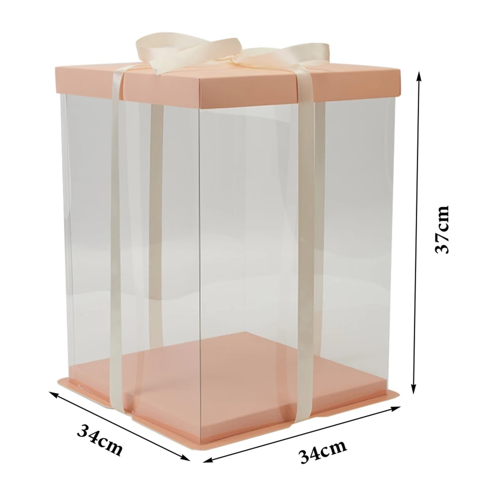 Caja embalaje Clear Plastic Cake Box With Ribbon Emovable Lid, 34cm W X D 37cm H para tartas