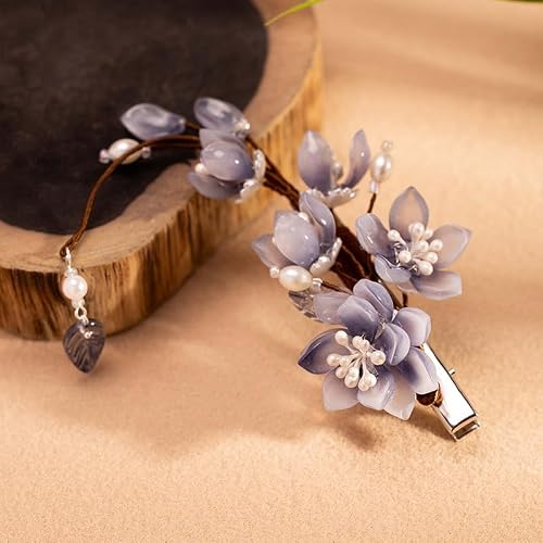 Vintage Dark Blue Flower Hair Clip, Handmade Blue Flowers Hair Accessories Hair Clips for Women Girls