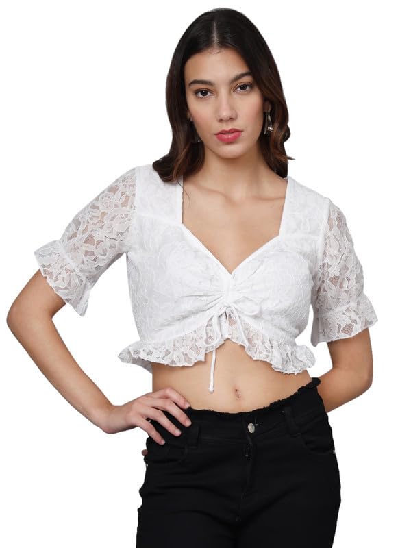 eavan Women White Embroidery Short Top-picture-54