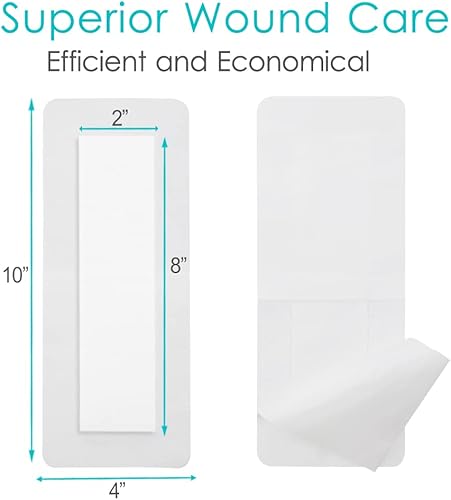 Miniatura 4 de 20 vendajes impermeables de reemplazo de rodilla Vendaje de gasa poscirugía de 4 x 10 pulgadas de largo con borde adhesivo + almohadilla central