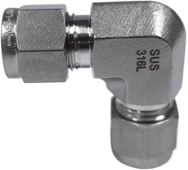 Tube Fitting 1/8" 1/4“ 3/8” 1/2” 3/4“ Double Ferrule OD Union Elbow Compress Pipe Fittings(1/2")