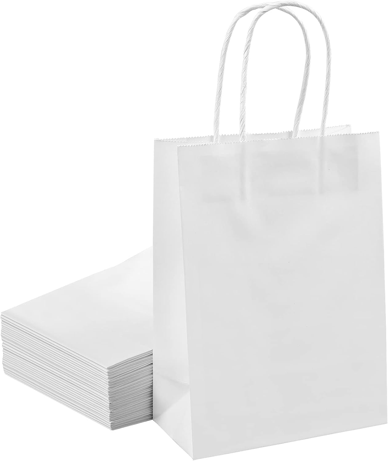 Romeda 16 Pieces Gift Bags, 6x3.1x8.2 White Paper Bags Small Gift Bags, Gift Bags Bulk, Kraft Paper Party Favor Bags, White Paper with Handles, Gift Bags for Shopping, Birthday Party