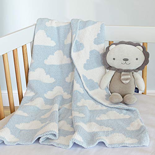 Living Textiles 203225 Blue Clouds Chenille Soft Baby Blanket Reversible Premium Cozy Fabric For Best Comfort - For Infant,Toddler,Newborn,Nursery,Boy,Unisex,Throw,Crib,Stroller,Gift thumb #4