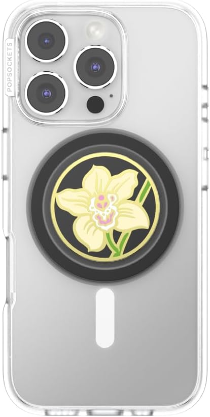 PopSockets Phone Grip for MagSafe, Magnetic Holder, Phone Stand, Enamel - Butter Orchid