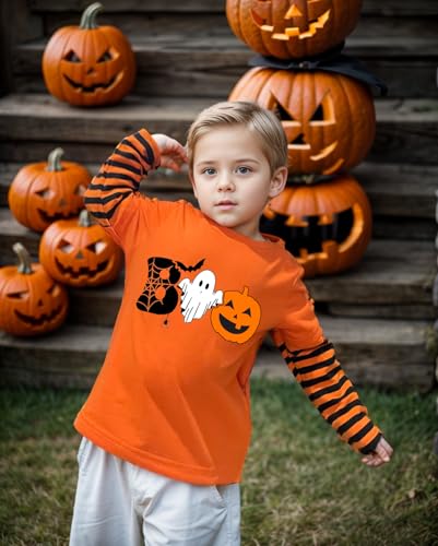 Dino Skeleton Shirt Kids Halloween Stripe Long Sleeve Tshirt Toddler Boy Girl Funny Halloween Tees Tops 1-7 Years3