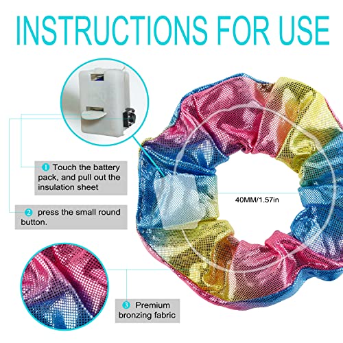 5Pcs Light Up Hair Scrunchies For Girls, Led Hair Tie Ponytail Holder, 3 Light Modes Elastic Hair Accessories For Women Daughter Halloween Christmas Party Birthday Gift，Glow In The Dark Party Supplies #TOP3