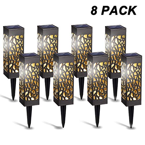 GIGALUMI 8 Pack Solar Garden Lights, Solar Path Lights Outdoor, Waterproof Solar Landscape Lights, Warm White Solar Lights for Garden Lawn Patio Yard Driveway