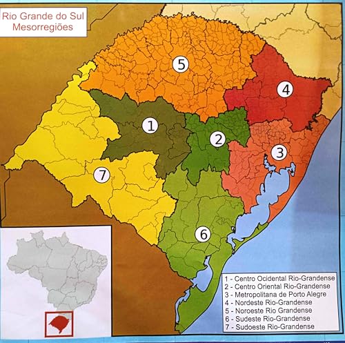 MAPA/POSTER DO ESTADO DO RIO GRANDE DO SUL - DIMENSÕES: LARGURA 117 CM X ALTURA 89 CM