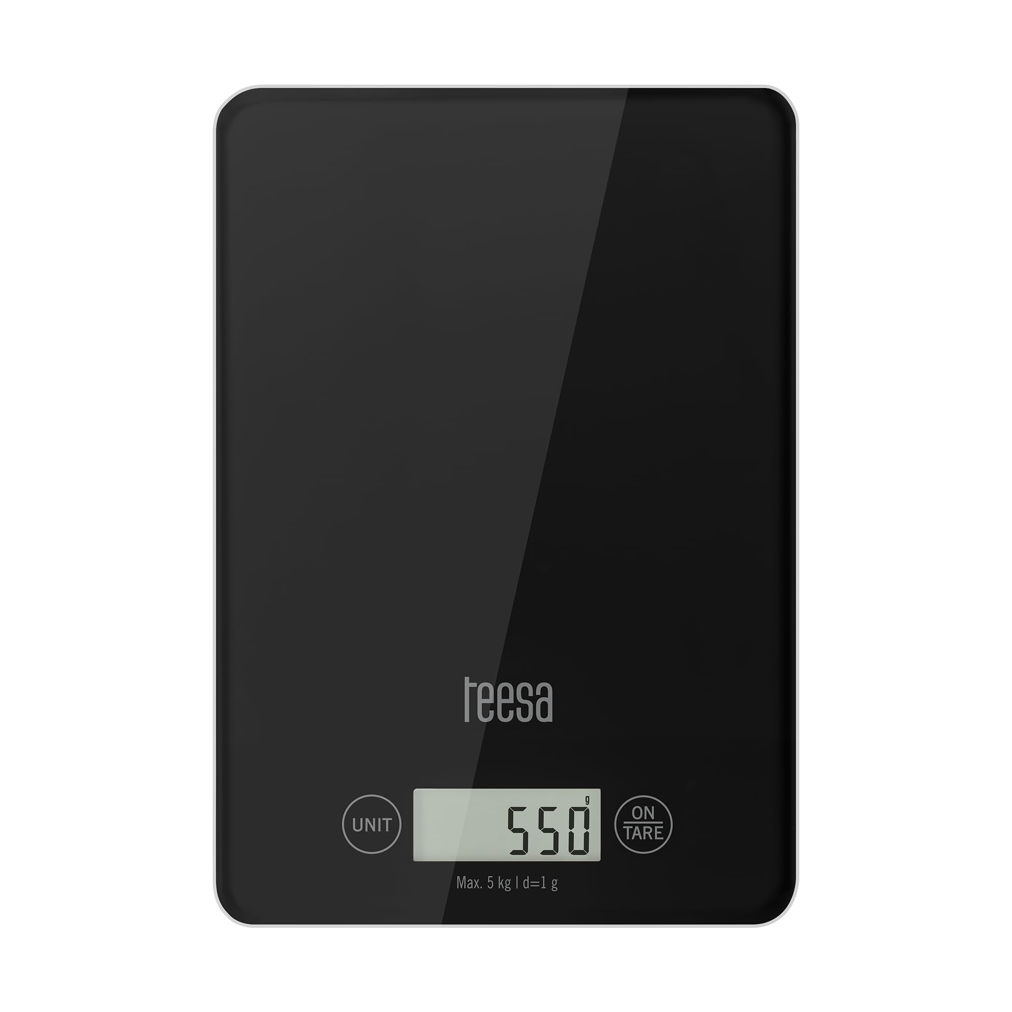 Teesa Waga Kuchenna Elektroniczna Szklana Domowa Tarowanie 5kg Czarna