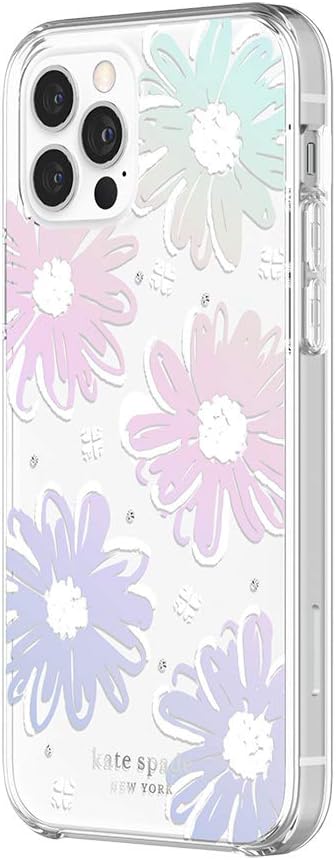 kate spade new york Protective Hardshell Case for iPhone 12 & iPhone 12 Pro - Daisy Iridescent Foil/White/Clear/Gems