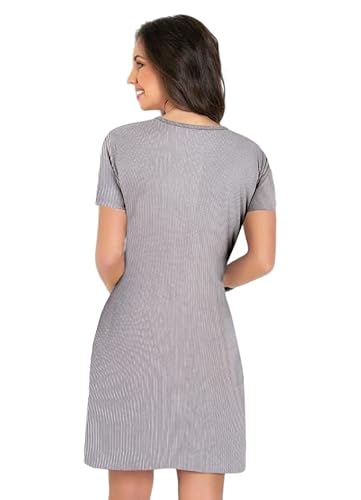 Vestido Decote Redondo Soltinho Listrado.