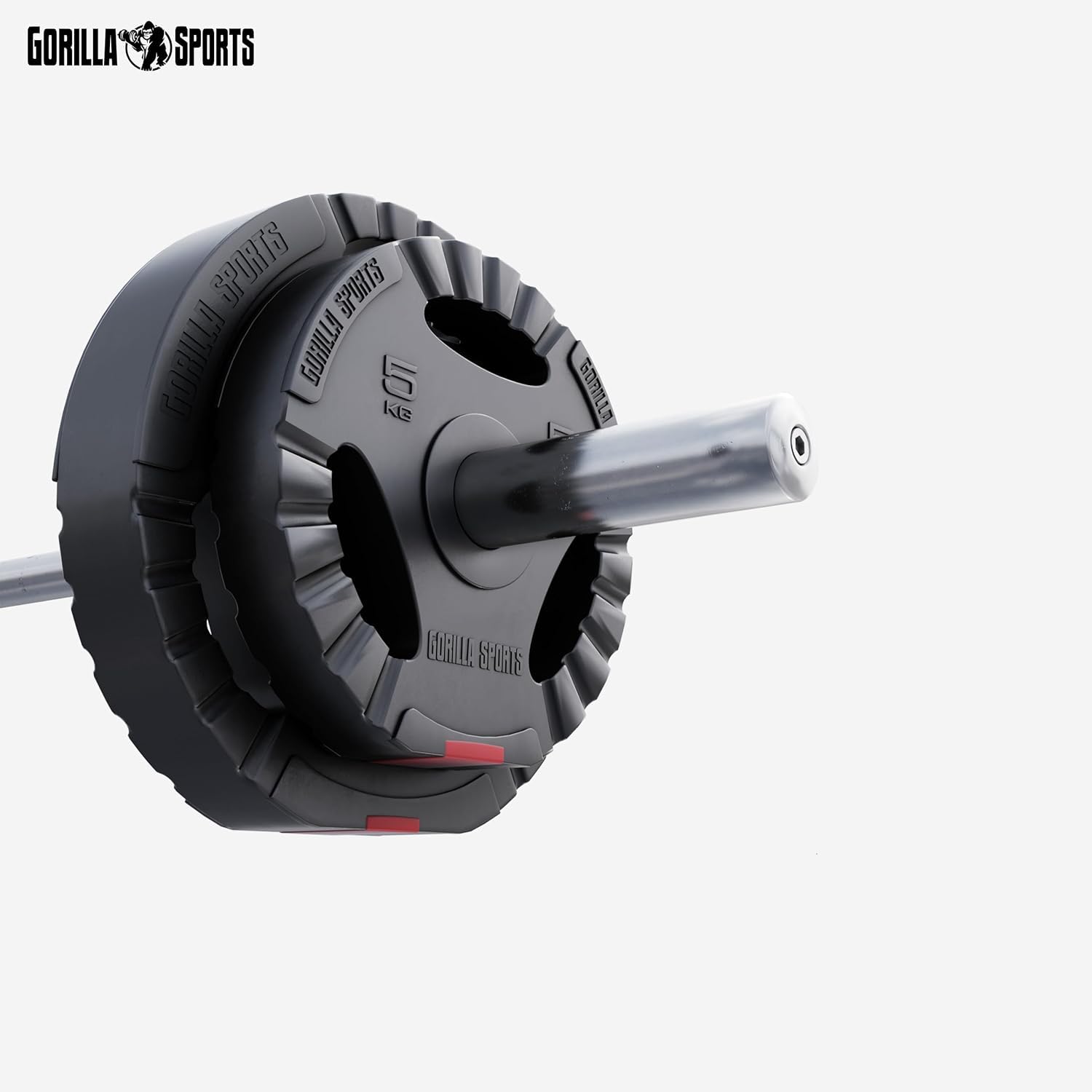 Gorilla Sports® Dischi Pesi Olimpici - 1,25kg, 2,5kg, 5kg, 10kg, 15kg, 30kg, Singolo/Set, Foro 50 mm, con Manico, Tri-Grip, Rivestiti in Plastica - Piastre per Bilancieri, Manubri, Palestra