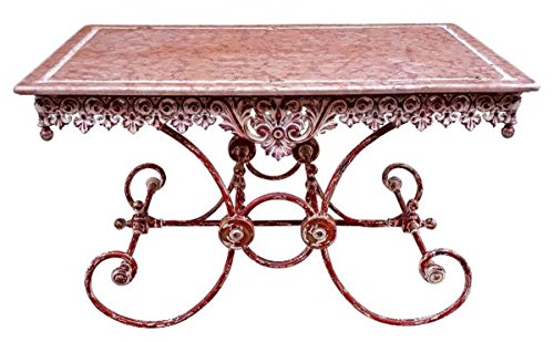 Casa Padrino Art Nouveau Garden Table Antique Red/White 130 x 80 x H. 75 cm - Handmade Garden Furniture