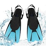 mizikuu Snorkel Swim Fins, Full Foot Snorkeling With Adjustable Buckles Free Diving Fins for Lap Diving Pool Unisex, Swim, Snorkel (S-1 to 5.5, Blue)