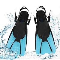 mizikuu Schnorchelflossen, Verstellbare Tauchflossen Kurze mit Tasche zum Umhängen Schwimmflossen Kinder Taucherflossen Gr.34-38 Erwachsene Leichte Reiseflossen zum Schwimmen Schnorcheln, Blau, S