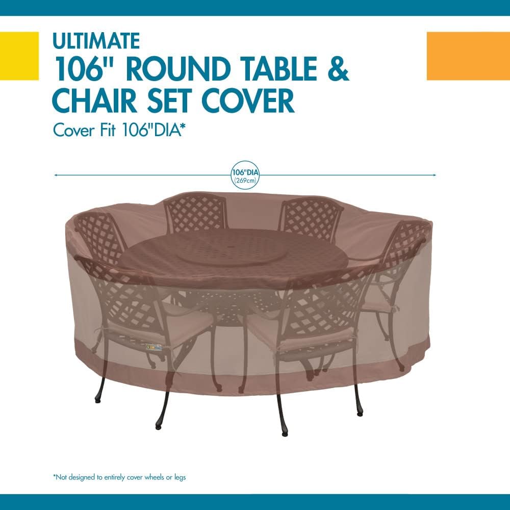 Duck Covers Ultimate Waterproof Round Patio Table & Chair Set Cover, 106 Inch : Patio, Lawn & Garden