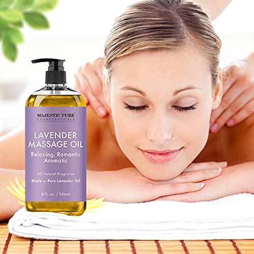 Majestic Pure Lavender Massage Oil For Men And Women - Great For Calming, Soothing And To Relax - Blend Of Natural Oils For Therapeutic Massaging And Aromatherapy - 8 Fl Oz. #TOP6