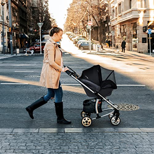 Beberoad Love 2-in-1 Car Seat Canopy - Universal Baby Car Seat Cover with Sunshade & Mesh Protection, 2-Way Zipper for Easy Access (Black)