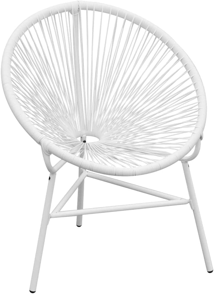 Patio String Moon Chair,Patio Chairs,Outdoor Patio Furniture,Balcony Chairs,Outdoor Chairs,Modern Style Chair, Bedroom Reading Chair, Easy to Assemble,for Garden,Porch, Poly Rattan White