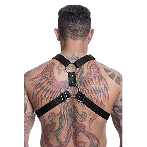Arreios Harness Masculino Couro Vegano Acessório (Preto)
