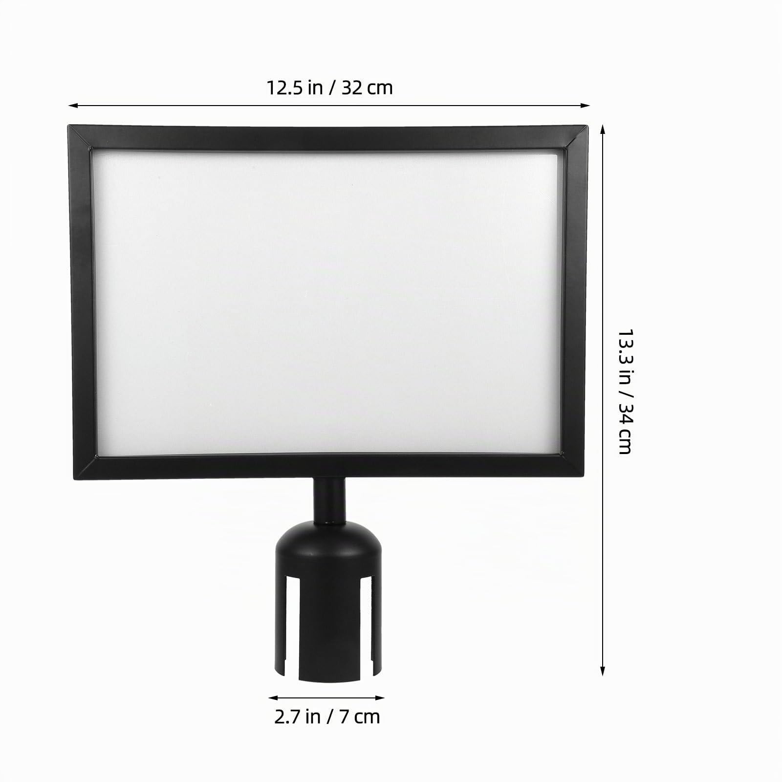 Porte-Affiche A4 Horizontal pour Poteau de Guidage, Support de Panneau pour Barrière de Sécurité et File d'Attente, Cadre d'Affichage pour Potelet à Sangle, Finition Noir Mat, 1 Pièce