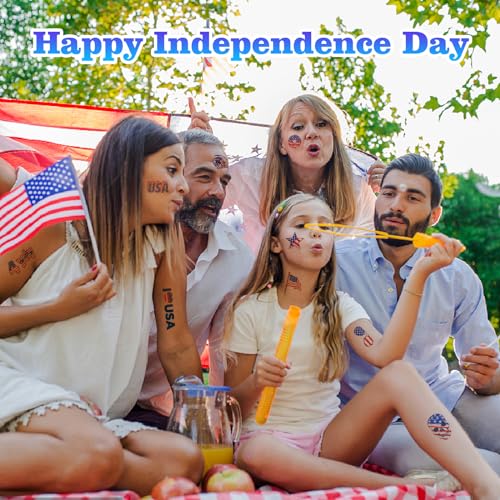 image for toututu 100PCS 4th of July Temporary Tattoos, Fourth of July America F
