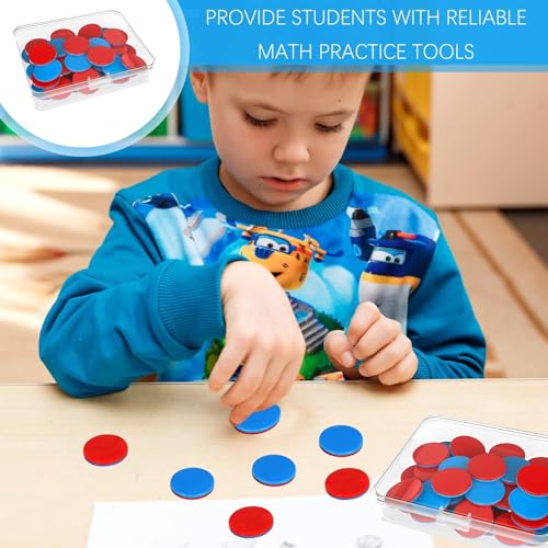 50 Stück Wendeplättchen Rot Blau,Rechenplättchen Grundschule,Rechenschiffchen,Plättchen Mathe mit Aufbewahrungsbox Mathe Rechenhilfe Mathematik Wendeplättchen Zählchips für Grundschule Rechenaufgaben