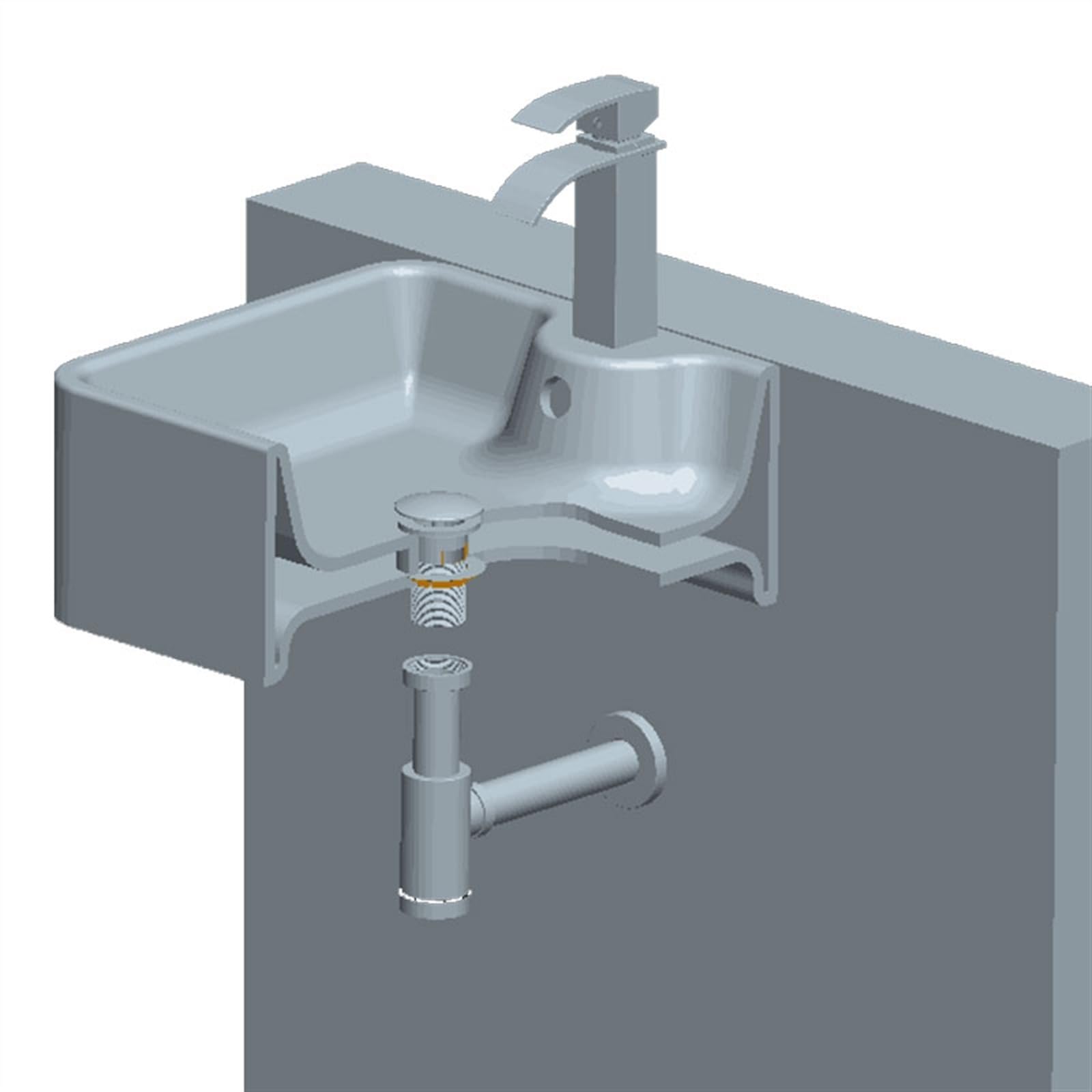 Trampa for Botella de Lavabo de baño, tapón de Drenaje emergente con desbordamiento, Kit de Drenaje de Fregadero, sifón, Drenaje de residuos Cromado.(No-Overflow Drain)