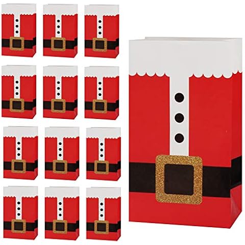 BELLE VOUS Geschenktüten - 12 x 8 x 21 cm Weihnachtstaschen Geschenktasche Karton Nikolaus Tasche- Geschenktasche Verpackung Faltbar Cover