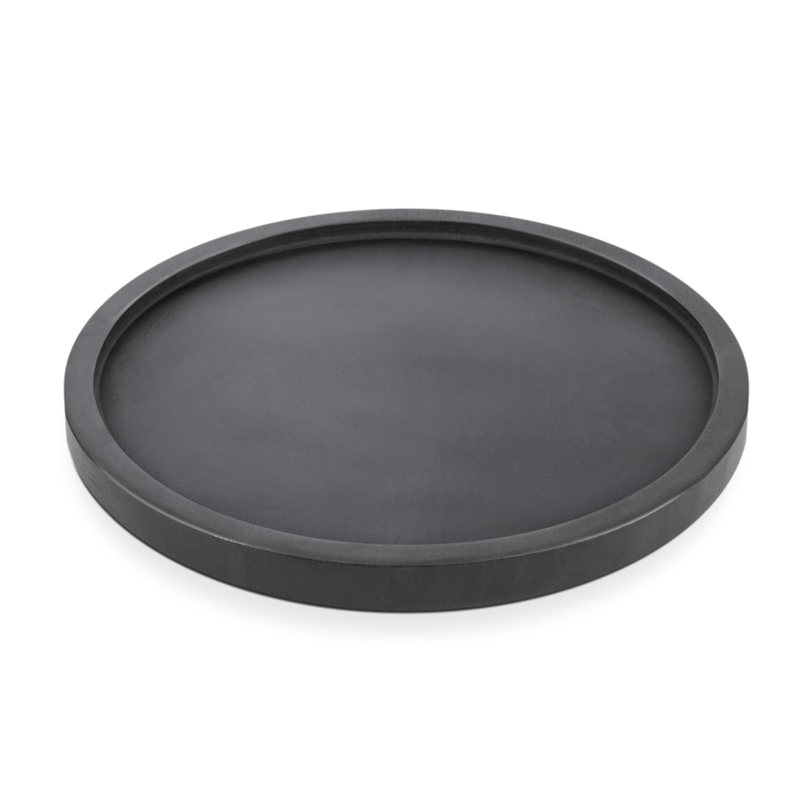 Ehc Grey Natural Marble Bathroom Vanity Tray - Decorative Round Tray, 26 X 26 X 1 Cm - Countertop Sink Storage Organiser For Cosmetics, Perfume & Home Decor