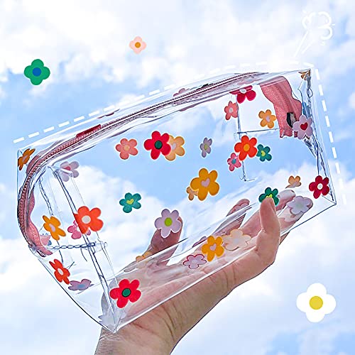 Clear Flower Makeup Bags Transparent Floral Cosmetic Bag Travel Wash Bag Waterproof Toiletry Storage Pouch for Women Girls Colorful2