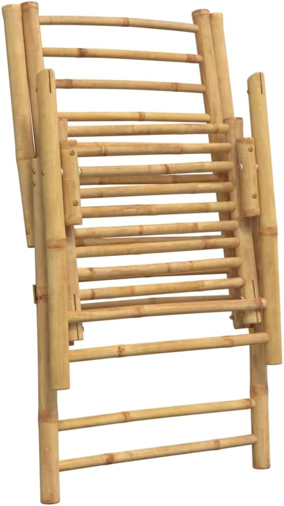 vidaXL Garden Reclining Chair Set of 2 Bamboo, Dark Grey Bamboo, Polyester