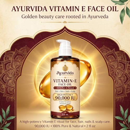 Image of Vitamin E Face Oil for Deep Moisture & Anti Oxident Support for Skin | Lightweight Facial Oil, Alpha-D-Tocopherol 90,000 IU - 60ml
