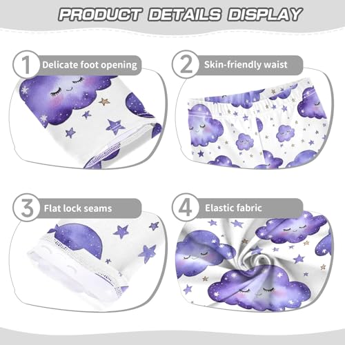 Lovely Simple Purple Cloud Pattern Girls Leggings Soft Comfortable Athletic Leggings Dancing Pants for 4-10 Years3