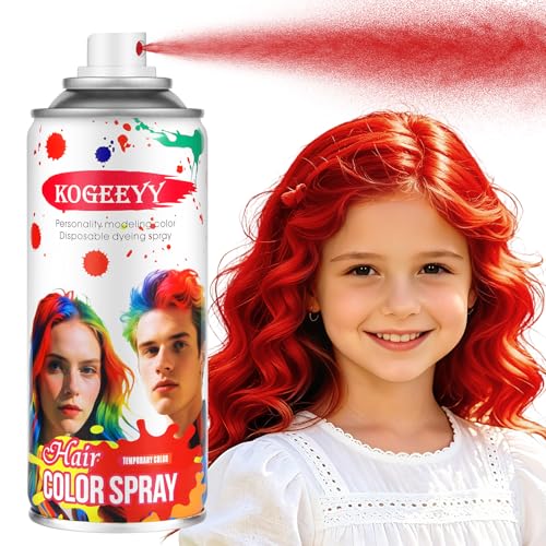 Red Hair Spray Color Temporary Hair Color Spray for Kids Women Men Washable Temporary Hair Dye Spray Natural Hair Color Wax Non-Sticky for Independence Day 4th of July Cosplay Party (Red 4.06 oz)