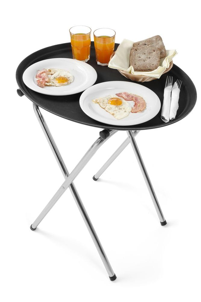 HENDI Plateau de Service Ovale XL, Surface antidérapante, 735x600x(H) 31mm, Noir, Fibre de Verre et Caoutchouc