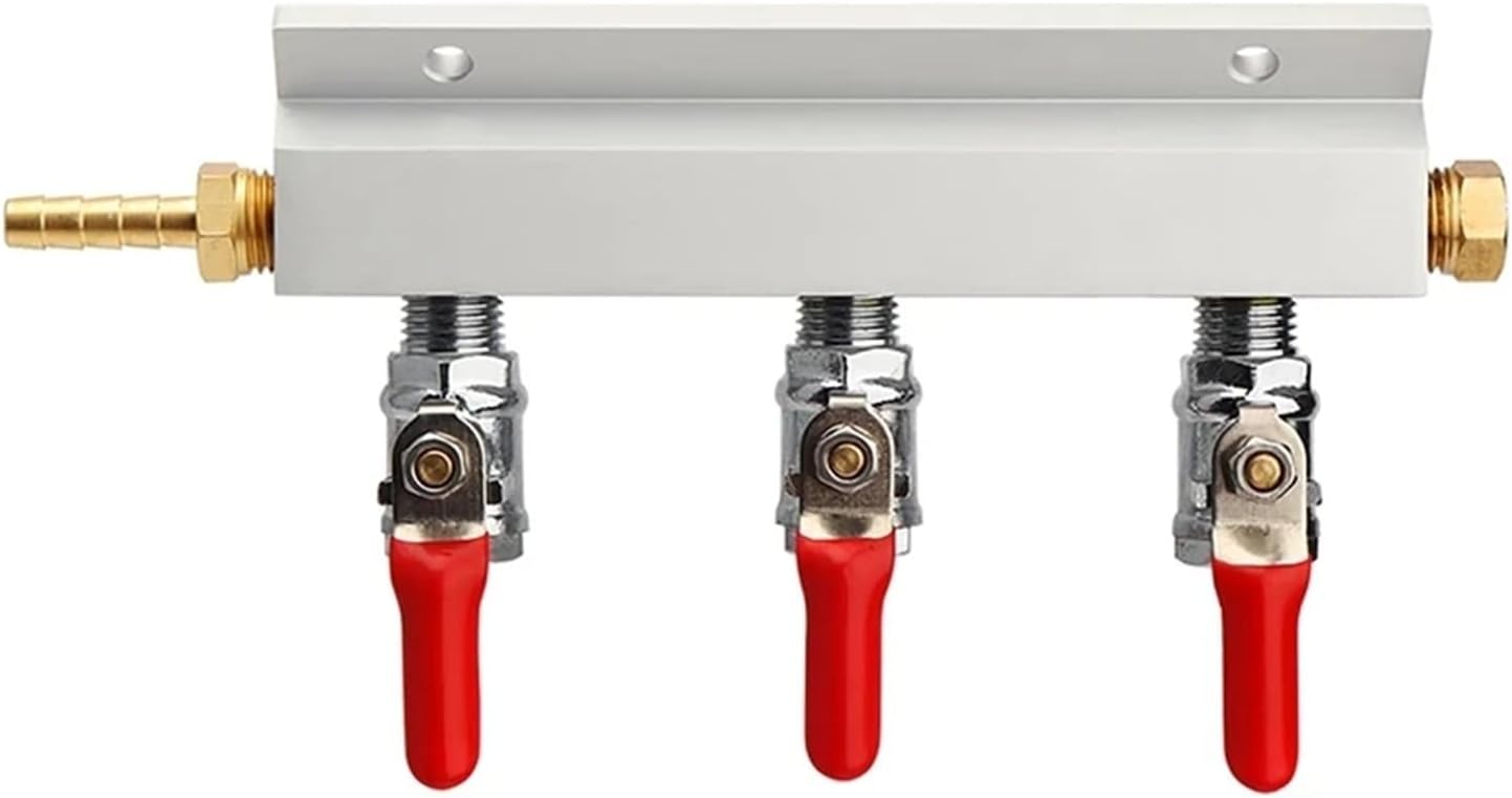 Brewing Accessories Multi-Way CO2 Gas Distribution Manifold Splitter, 2/3/4 Way Home Brew Check Valves Draft Beer Kegerator 5/16 Barb,9mm Fittings Brewing Accessories(3way)