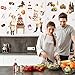Chefs Peel and Stick Wall Decals Italian Fat Chefs Wall Stickers Cooking Wall Sticker Wine Cake for Kitchen Restaurant Dining Room Home Wall Decoration, 6 Sheets
