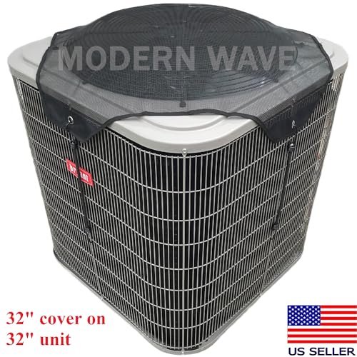 Image of MODERN WAVE Central Air Conditioner Cover for Outside Units 32 x 32 - Top Universal Outdoor AC Cover Defender (Mesh, 32 inch x 32 inch) (Pack of 2)