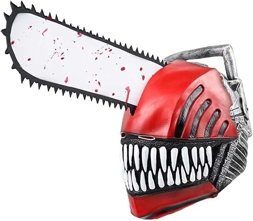 Lofeery Máscara de casco de látex de demonio de motosierra accesorios de disfraz de Halloween para fiesta