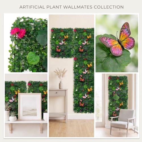 Image of Dekorly Artificial Grass Wall Panels | Indoor Outdoor Decoration | Garden, Floor, Balcony Home Decoration | Vertical Garden Artificial Wall Plants (Butterfly Mat, 58cm x 40cm)