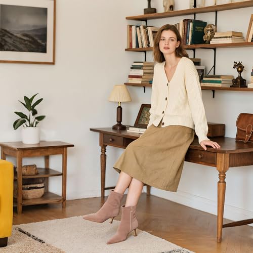 Goiphrri Women's Ankle Boots - Stiletto High Heel, Pointed Toe, Short, Side Zipper, Dress Boots - Elastic, Fashion, Trendy4